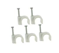 PartyKindom 300 pièces Clips de Câbles Plastique Rond Fixation avec Clous pour Gestion de Câbles Électriques Ethernet Tv Blanc
