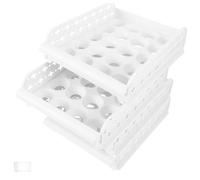 PartyKindom 30grilles Boîte De Rangement à Oeufs Empilable Organisateur Plastique Pour Réfrigérateur Capacité De Oeufs Par Blanc