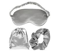 PartyKindom 3Pièces Masque de Sommeil Soie avec de Rangement Ensemble de Masques pour Yeux Doux et Élastiques pour Voyage Maison Couleur Gris Élégant