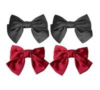 PartyKindom 4 pièces Barrettes à Nœud Satin Lot de Accessoires de Cheveux Noirs Pince à Cheveux et Pratique pour Filles Femmes de Dents de Marques