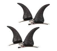 PartyKindom 4 Pièces épingle à cheveux en corne du diable Barrette accessoires de cheveux cornes épingles à cheveux d'halloween pinces à cheveux cornes de diable pinces à corne Plastique Noir