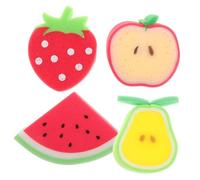 PartyKindom 4 pièces Éponge de Bain Forme de Fruit pour Garçon Fille Ensemble de Éponge Exfoliante Douce et Durable Accessoires de Bain Colorés Expérience de Agréable et Ludique