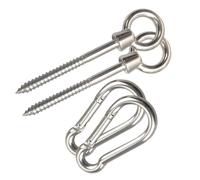 PartyKindom 4 Pièces Kit Suspendre Acier Inoxydable Crochets pour Hamac Extérieur, Accessoires de Camping Adaptés à Hamac Jungle et Anneaux de Sécurité
