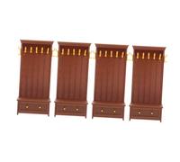 PartyKindom 4 Pièces Mini Dollhouse Bookshelf Cabinet Vintage Style with Drawers and Storage Shelves Lightweight Child Safe Miniature Furniture for Pretend Play and Home Decoration