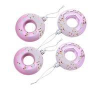PartyKindom 4 Pièces Ornements Donut de Noël Roses Décorations Suspendues pour Arbre de Noël Pendentifs pour Fête et Décorations de Maison Cadeau pour et an