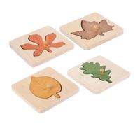 PartyKindom 4 pièces Puzzle Éducatif Bois Forme Cognitif Montessori pour Garçon Fille Développement Précoce et Relation Parent Garçon Fille Sécurité Arrondie