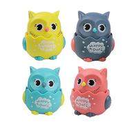 PartyKindom 4 pièces Voiture Poussé pour Garçon Fille Lot de Voitures à Friction Forme de Chouette Colorée Design Ludique pour Éveil et Décoration Favorise la Coordination Œil Main Liens