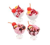 PartyKindom 4pièces Lot de Accessoires Miniatures pour Maison De Poupée Décorations Glaces Réalistes Jouets Éducatifs pour Garçon Fille Mini-décorations Alimentaires