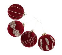 PartyKindom 4pièces Lot De Boules De Noël Velours De Décorations à Suspendre Pour Sapin De Noël Et Fête Avec Paillettes