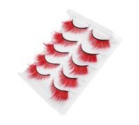 PartyKindom 5 Paires De Faux Cils Naturels Faux Cils Synthétiques Maquillage Japonais Naturels Rouges
