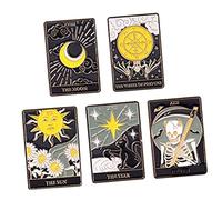PartyKindom 5 pièces Broches Émail Tarot pour Femme Accessoires Mode pour Chapeau Écharpe Sac et Vêtements Décorations Durables et Originales