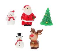PartyKindom 5 pièces Décorations de Noël Micro Paysage Ornements de Bureau avec Père Noël Bonhommes de Neige Sapin et Renne Décoration Intérieure Festive
