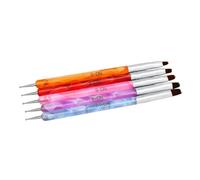 PartyKindom 5 pièces Stylo Nail Art Double Embout Pinceau Nylon et Pointe Boule pour Manucure Acrylique Gel UV Peinture Dotting Design