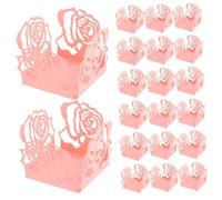 PartyKindom 50 pièces Caissettes à Chocolat Ajourées Papier pour de Truffes Décorations de Fête et Mariage Couleur Rose