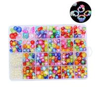 PartyKindom 500 pièces Perles Colorées DIY Acrylique pour Création Bijoux Garçon Fille Perles Rocaille Multicolores pour Bracelets et Colliers Jouets Éducatifs pour Garçon Fille Créativité et
