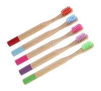 PartyKindom 5pièces Lot Brosses à Dents Garçon Fille Manche Bois Avec Poils Souples Anti-usure Portable Pour Garçons Et Filles Design Confortable Et Ludique Pour Apprendre Le Brossage