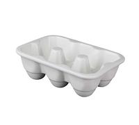 PartyKindom 6 Boîte à Œufs en Céramique Support à Œufs pour Réfrigérateur 6 Compartiments Conception à Rainures Coniques Rangement Compact pour Fêtes de Pâques