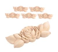 PartyKindom 6 Pièces Décalcomanies Décoratives en Bois Massif Appliques en Bois Applique d'angle en Décalcomanies De Sculptures De Fleurs Onlay en Sculpté Appliques De Meubles Kaki