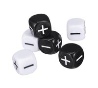 PartyKindom 6 Pièces Dés de Calcul Grand Format Plastique Noir et Blanc Faces avec Signes Plus et Moins Jeu Ludique pour Garçon Fille Accessoires pour Fêtes et Jeux de Table