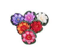 PartyKindom 6 pièces Fleurs de Lotus Artificielles Colorées pour Décoration de Bassin Aquarium et Fontaine Accessoires de Jardin Durable et Élégant