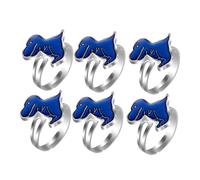 PartyKindom 6 pièces Lot de Bagues Dinosaures pour Garçon Fille Anneaux Ajustables Ouverts à Changement de Couleur Bijoux Créatifs Reflétant l'État d'Âme Température 6pcs