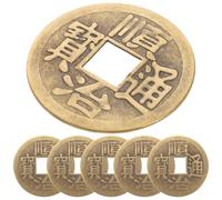 PartyKindom 6 pièces Lot de Cuivre Antique pour Feng Shui Monnaie Chinoise Délicate Laiton pour Décoration Chance et Accessoire pour Nœud Chinois