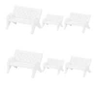PartyKindom 6 pièces Miniature Table Bench Set Réaliste Mini Banc Décoratif pour Jardin et Bureau Ornements de Bureau Maison Modèles de Chaises Miniatures pour Aménagement Paysager