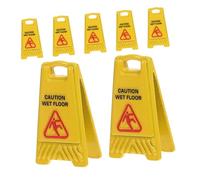 PartyKindom 7 Pièces Faites Glisser Soigneusement Panneau D'avertissement Signe De Mise en Garde Miniature Accessoires De Jardin De Fées Panneau D'avertissement Au Sol Alliage Jaune