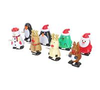 PartyKindom 8 pièces Jouets à Remonter Noël Thème Cartoon pour Garçon Fille Figurines Père Noël Bonhomme de Élan Décoration et