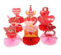 PartyKindom 9 Pièces Décoration Éventail en Papier Nid D’Abeille, Centre de Table Saint-Valentin, Forme Nid D’Abeille, Papier, Réutilisable, Facile à Assembler, Ambiance Festive, Décoration