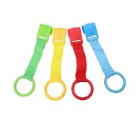 PartyKindom Anneaux De Traction Pour Berceau Bébé, Anneaux D'apprentissage à Tirer Debout, 4 Pièces Colorées, Plastique Sûr, Support Pour Tout-petit, Jouet D'éveil Pour Parc Et Poussette