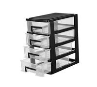 PartyKindom Armoire de Rangement à Tiroirs Transparent 4 Niveaux Moyen Format en Plastique Multifonctionnel pour Bureau et Salle D’étude Noir et Transparent