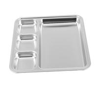 PartyKindom Assiette Inox Compartimentée Acier Inoxydable Plateaux Repas Maison et Restauration Plate à Dîner Ronde Triple Compartiments et Sécurisée pour Déjeuner et Usage Quotidien