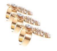 PartyKindom Bague à Ongle Couronne En Métal Doré Avec Pierres Brillantes, Lot De 3 Anneaux D'articulation Pour Femme, Bijoux De Doigt Chic à Porter Au Quotidien
