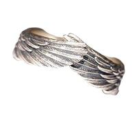 PartyKindom Bague Couple Plume Ouverte Métal Argenté Vintage, Anneau Ajustable Unisexe, Bijoux pour Femmes et Hommes, Présent Soirée, Taille Unique