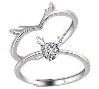 PartyKindom Bague De Couple Réglable Romantique En Acier Inoxydable Argenté Unisexe Saint-valentin Présent Anneaux Ajustables Pour Amoureux Taille Unique