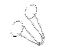 PartyKindom Bague Double à Chaîne Argentée Ouverte Vintage Punk Unisexe Réglable Bagues pour Femme Soirée Style Urbain Taille Unique