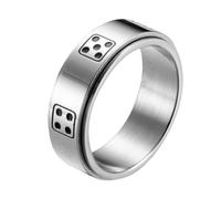 PartyKindom Bague Homme Acier Créative Anneau Léger et Solide Dés Rotatif Anti-stress Accessoire Confortable et pour Fête et Quotidien Style Unique