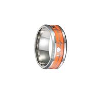 PartyKindom Bague Lumineuse Unisexe en Acier Inoxydable, Anneau Rond Taille 10, Bijou Couple pour Fêtes et Cérémonies, Bague D'humeur Orange Noctilucente