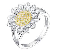 PartyKindom Bague Tournesol Zircone Cubique Bijoux Minimalistes pour Femme Cadeau Anniversaire