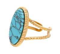 PartyKindom Bague Turquoise Ovale Pour Femme Avec Ouverture Ajustable Design Bohème Western Et Finition Dorée Bague Empilable Unique
