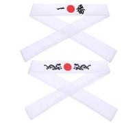 PartyKindom Bandeau Japonerie pour Hommes 2 Pièces en Polyester Blanc, Finition Soignée et Robuste, pour Sport, la Cuisine ou Entraînement