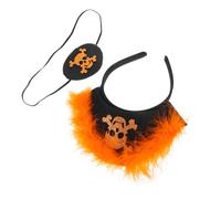 PartyKindom Bandeau Pirate Coréen Orange avec Plume et Cache Œil Unisexe Accessoire et Confortable pour Costume Halloween Garçon Fille et Adulte Design Créatif et