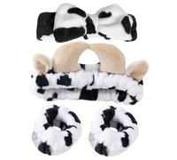 PartyKindom Bandeaux De Spa à Imprimé Vache Bandeau Pour Lavage Visage Élastiques Pour Poignets Pour Femmes Et Filles