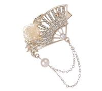 PartyKindom Barrette Cheveux Forme Éventail avec Pompon Style Chinois Élégant pour Femmes et Filles Accessoire Asiatique Vintage