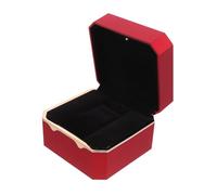 PartyKindom Boîte à Montres Rouge Élégante avec Lumière, Design à Emplacement Unique en Flanelle Légère, Étui Délicat pour Bracelet et Bijoux