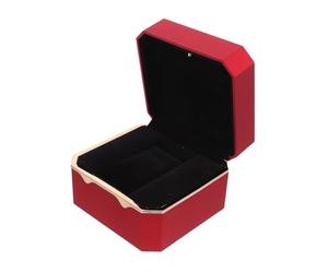 PartyKindom Boîte à Montres Rouge Élégante avec Lumière, Design à Emplacement Unique en Flanelle Légère, Étui Délicat pour Bracelet et Bijoux