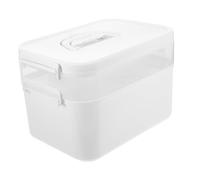 PartyKindom Boîte à Outils pour Nail Art 1 Pièce Blanche en Plastique Pp Solide Compartiments Amovibles et Poignée Ergonomique, Trousse de Manucure Pratique pour Rangement Professionnel