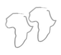 PartyKindom Boucles D’oreilles Clous Mode Pour Femmes Carte Afrique En Métal Argenté, Bijoux Uniques Adaptées Pour Quotidien Et Occasions Spéciales, Taille Moyenne