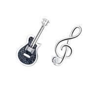 PartyKindom Boucles D’oreilles Notes De Musique Guitare Asymétriques Bijoux Musique Acier Inoxydable Noir Pour Femmes Quotidien, Soirée Petites, Légères